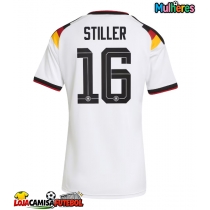Camisa de Futebol Alemanha Angelo Stiller #16 Equipamento Principal Mulheres Mundo 2026 Manga Curta